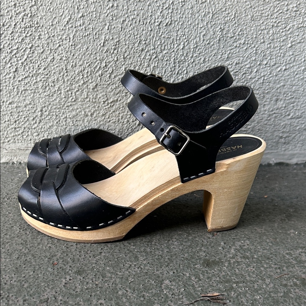 Sweedish Hasbeens Mirja Clog Sandals Size 38 Bohemian Vacation Resortwear - Picture 2 of 14